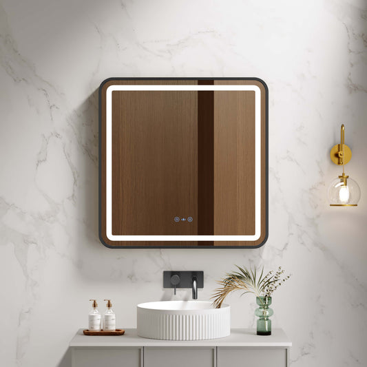 Venus 600×750 / 750×900 / 1200×750mm LED Rectangular Mirror – Matt Black Frame - 750x900mm / Matt Black