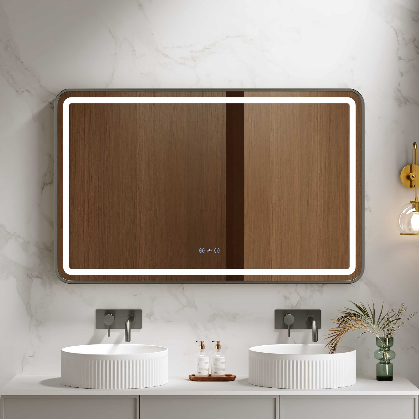 Venus 600×750 / 750×900 / 1200×750mm LED Rectangular Mirror – Gun Metal Frame - 750x900mm / Gun Metal