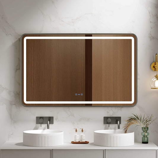 Venus 600×750 / 750×900 / 1200×750mm LED Rectangular Mirror – Gun Metal Frame - 1200x750mm / Gun Metal