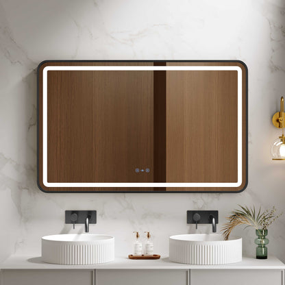 Venus 600×750 / 750×900 / 1200×750mm LED Rectangular Mirror – Matt Black Frame - 1200x750mm / Matt Black