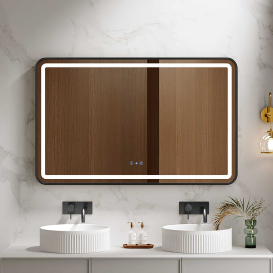 Venus 600×750 / 750×900 / 1200×750mm LED Rectangular Mirror – Matt Black Frame - 1200x750mm / Matt Black