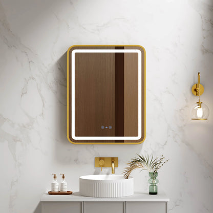 Venus 600×750 / 750×900 / 1200×750mm LED Rectangular Mirror – Brushed Gold Frame - 600×750mm / Brushed Gold