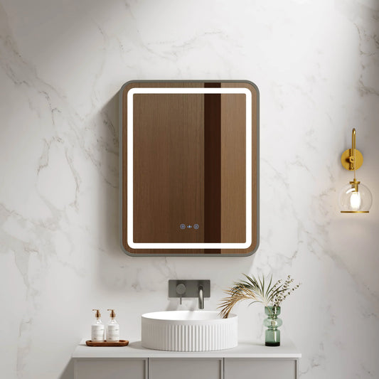 Venus 600×750 / 750×900 / 1200×750mm LED Rectangular Mirror – Gun Metal Frame - 600×750mm / Gun Metal