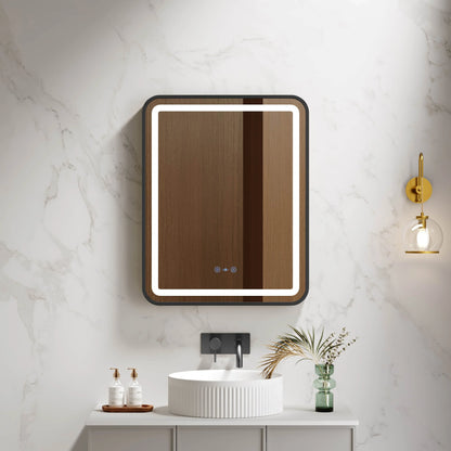Venus 600×750 / 750×900 / 1200×750mm LED Rectangular Mirror – Matt Black Frame - 600×750mm / Matt Black