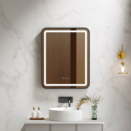 Venus 600×750 / 750×900 / 1200×750mm LED Rectangular Mirror – Matt Black Frame - 600×750mm / Matt Black