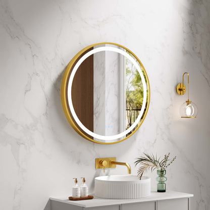 Venus 600/750/900mm LED Round Mirror – Brushed Gold Frame - 600mm / Brushed Gold