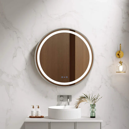 Venus 600/750/900mm LED Round Mirror – Brushed Nickel Frame - 600mm / Brushed Nickel