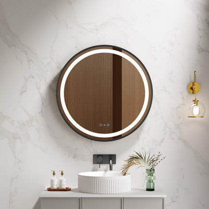 Venus 600/750/900mm LED Round Mirror – Matt Black Frame - 750mm / Matt Black