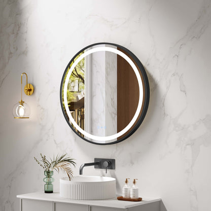 Venus 600/750/900mm LED Round Mirror – Matt Black Frame - 600mm / Matt Black