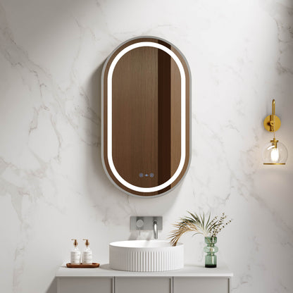 Venus 500×900mm LED Oval Mirror – Gun Metal Frame - Gun Metal