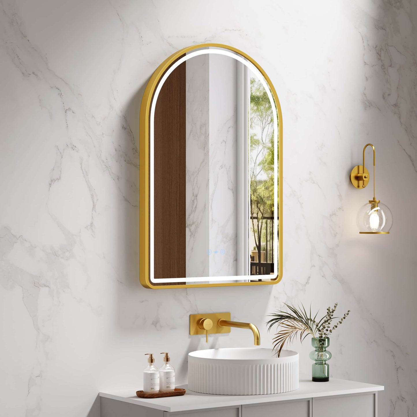 Venus 600×900mm LED Arch Mirror– Brushed Gold Frame - Brushed Gold