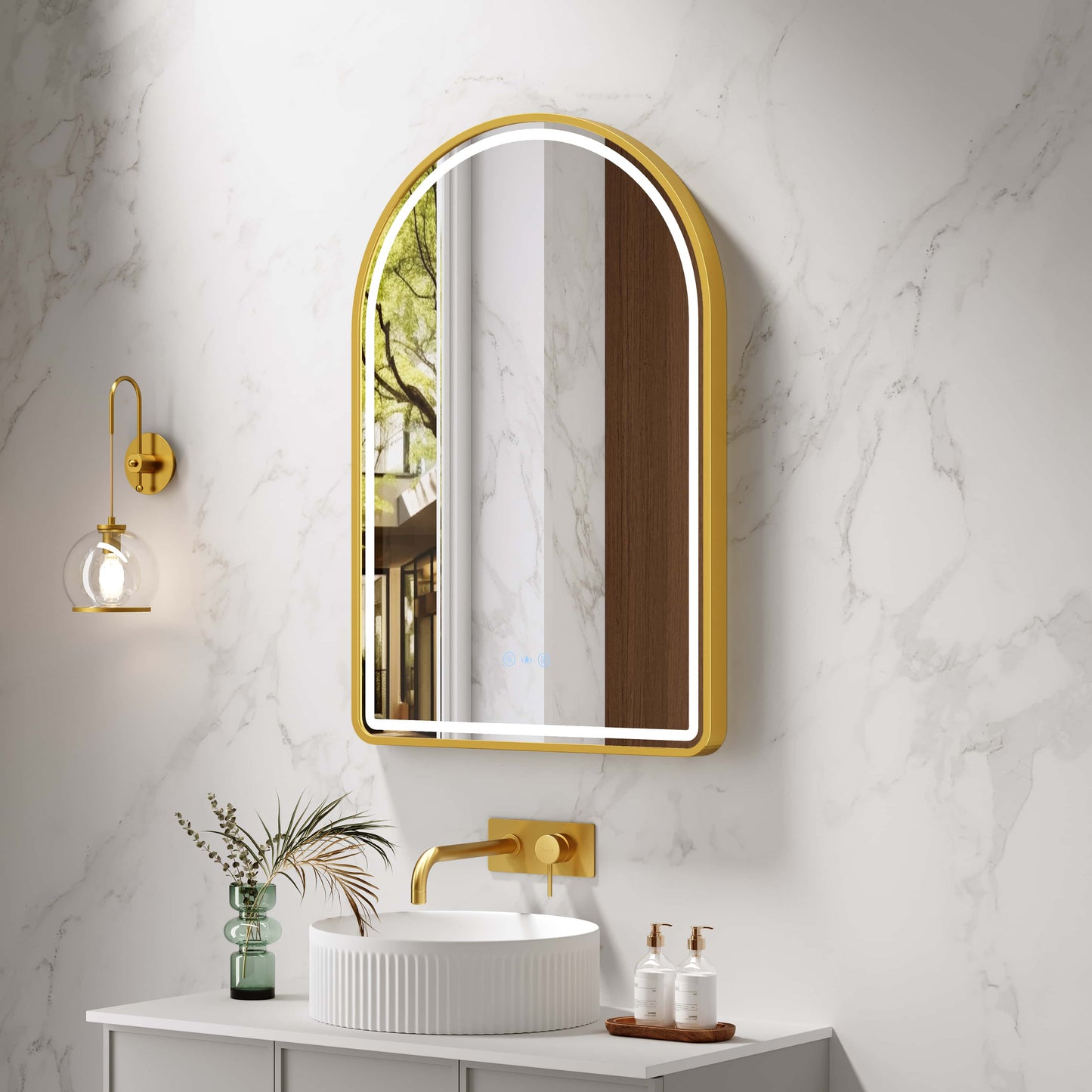 Venus 600×900mm LED Arch Mirror– Brushed Gold Frame - Brushed Gold