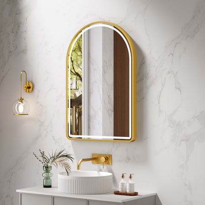 Venus 600×900mm LED Arch Mirror– Brushed Gold Frame - Brushed Gold