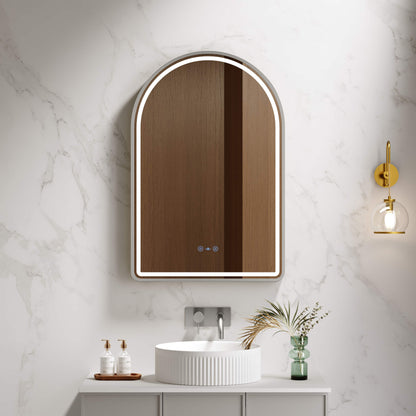 Venus 600×900mm LED Arch Mirror– Brushed Nickel Frame - Brushed Nickel
