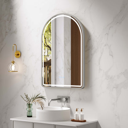 Venus 600×900mm LED Arch Mirror– Brushed Nickel Frame - Brushed Nickel