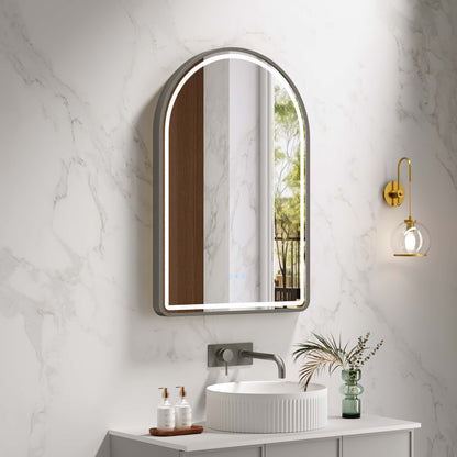 Venus 600×900mm LED Arch Mirror– Gun Metal Frame - Gun Metal