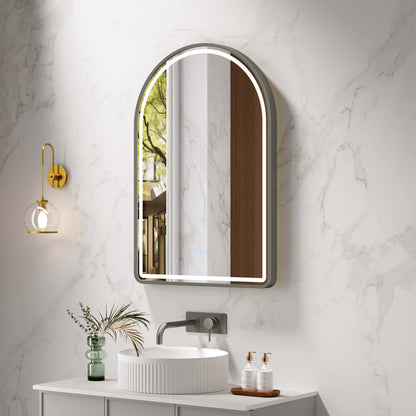 Venus 600×900mm LED Arch Mirror– Gun Metal Frame - Gun Metal
