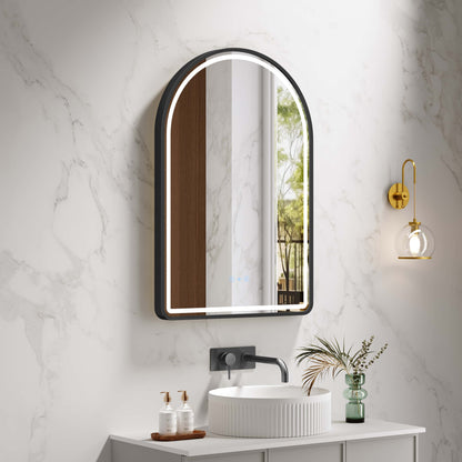 Venus 600×900mm LED Arch Mirror– Matt Black Frame - Matt Black
