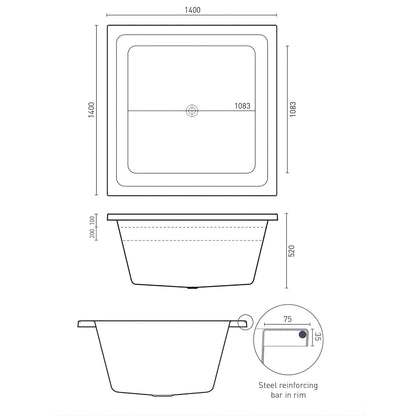 DECINA VENICE ISLAND BATHTUB WITH OVERFLOW  1400MM