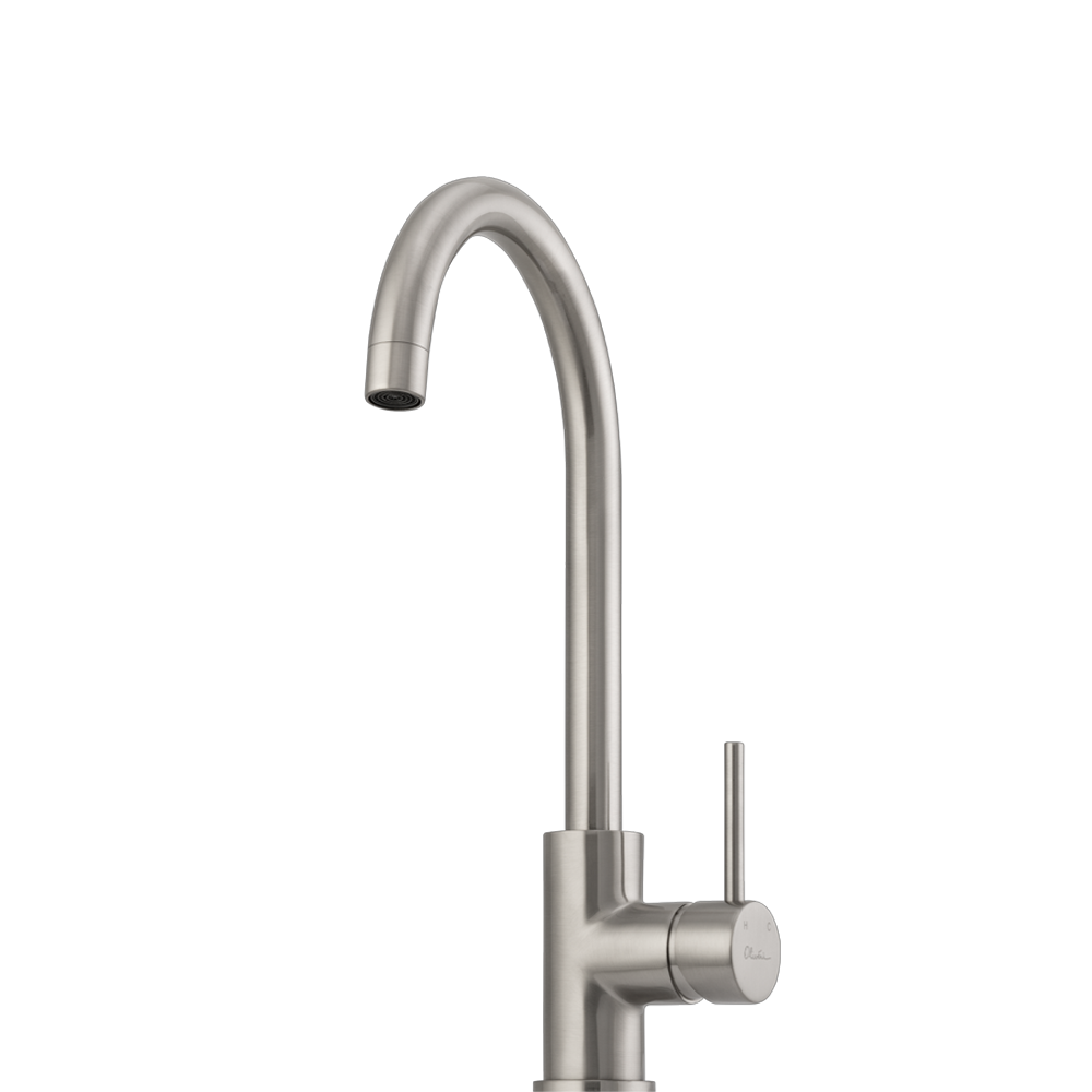 Oliveri Venice Goose Neck Mixer Lead Free Brushed Nickel