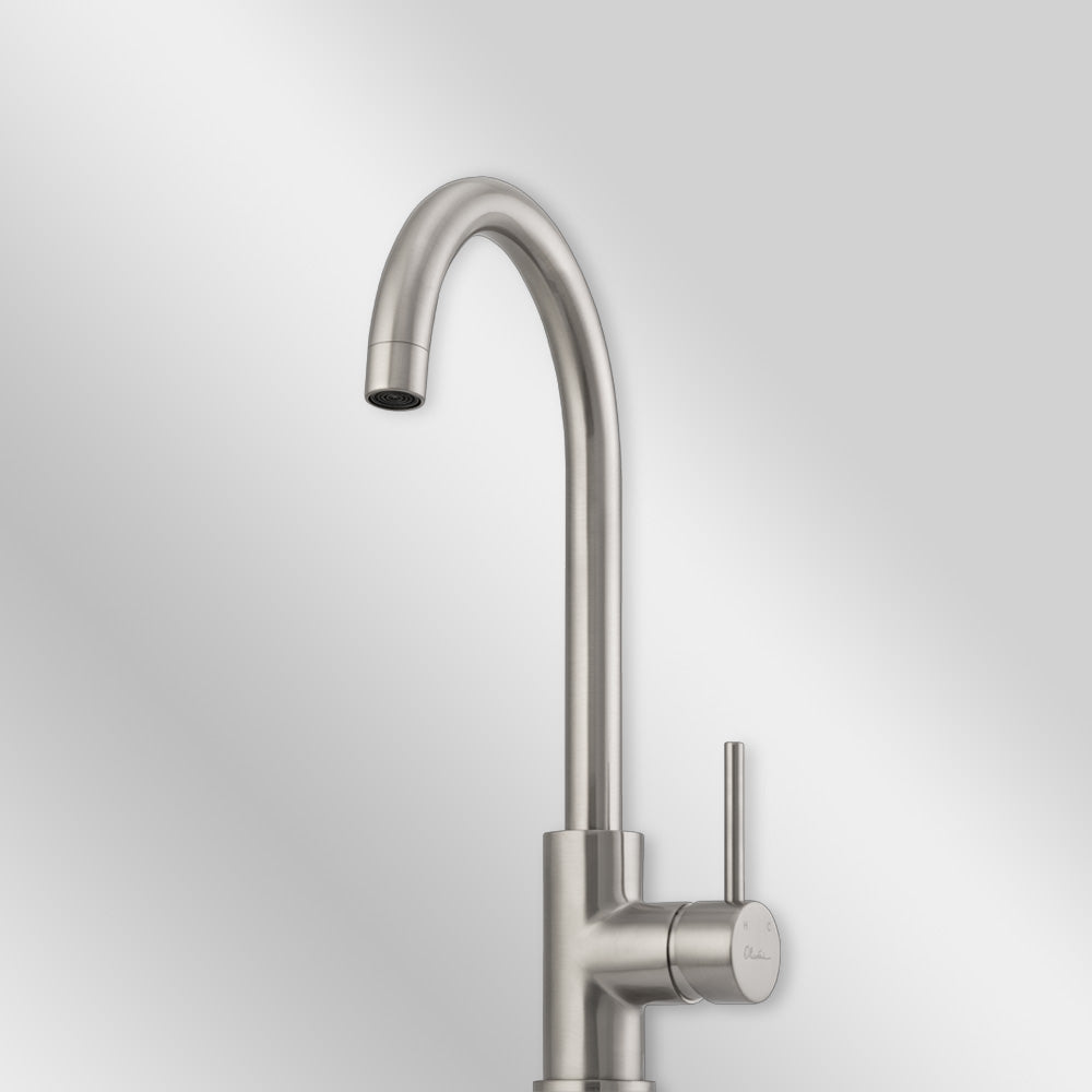 Oliveri Venice Goose Neck Mixer Lead Free Brushed Nickel