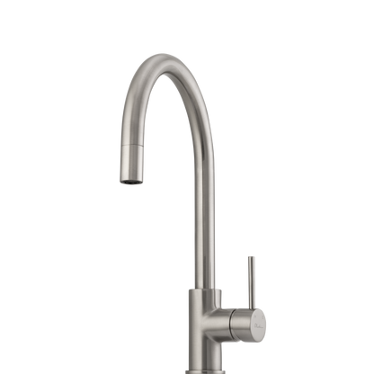 Oliveri Venice Pull Out Goose Neck Mixer Brushed Nickel