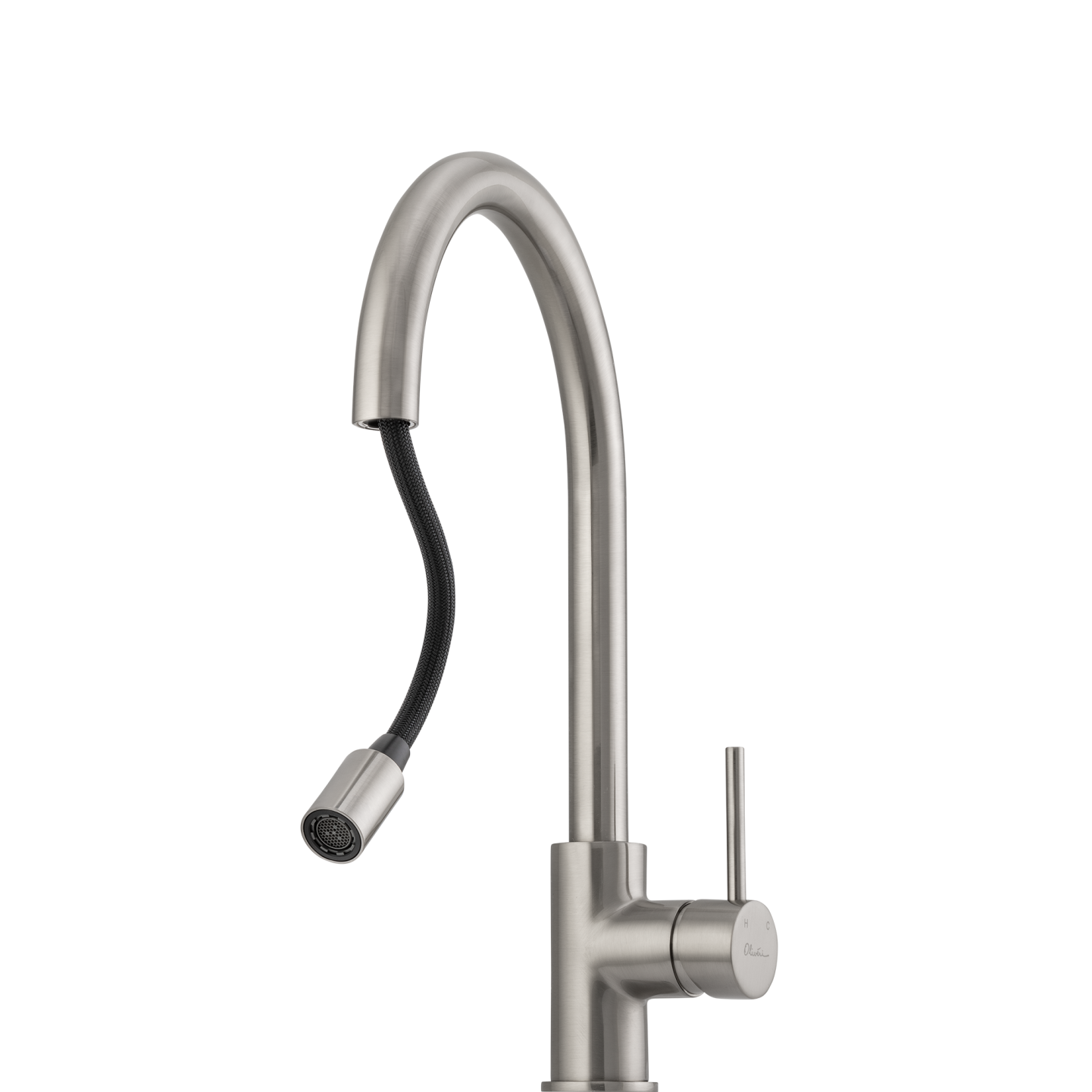 Oliveri Venice Pull Out Goose Neck Mixer Brushed Nickel