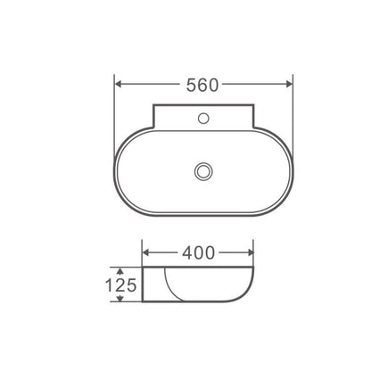 Vento 56M Wall-Hung Oval Basin