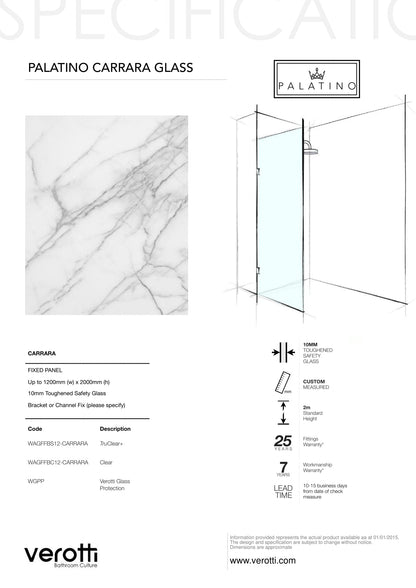 CARRARA - Up to 1200 x 2000 / TruClear+ / L-Bracket Chrome