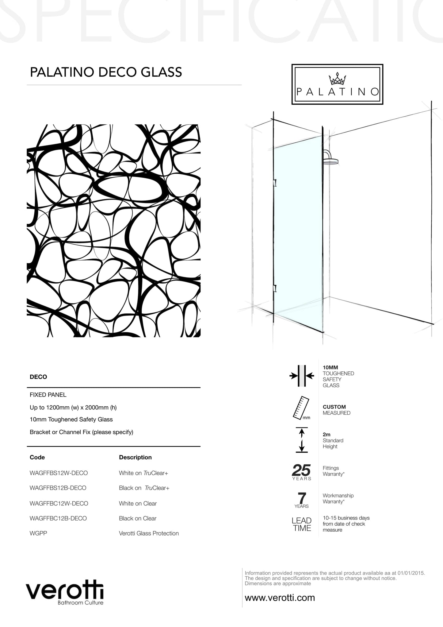 DECO - Up to 1200 x 2000 / TruClear+ with White Pattern / Concealed Channel Matte Black