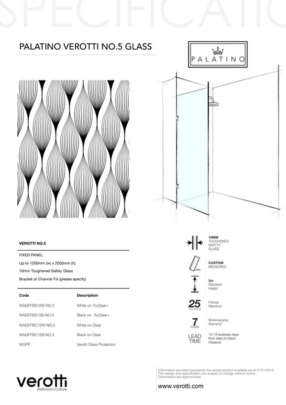 VEROTTI NO.5 - Up to 1200 x 2000 / Bronze with White Pattern / L-Bracket Chrome