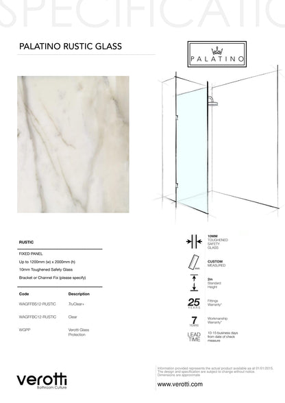 RUSTIC - Up to 1200 x 2000 / TruClear+ / Wall Bracket Matte Black