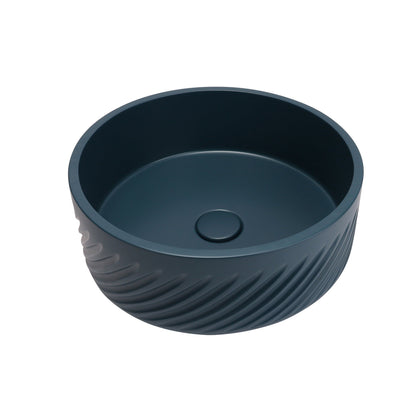 VIVO 38 Concrete Round Countertop Basin - Blue Water