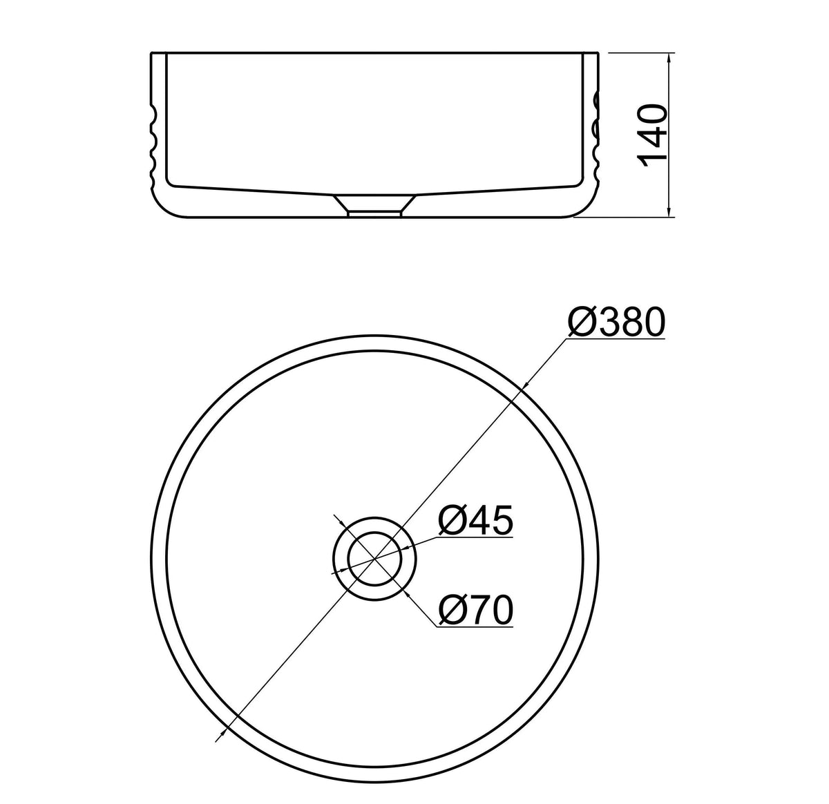 VIVO 38 Concrete Round Countertop Basin - Blue Water