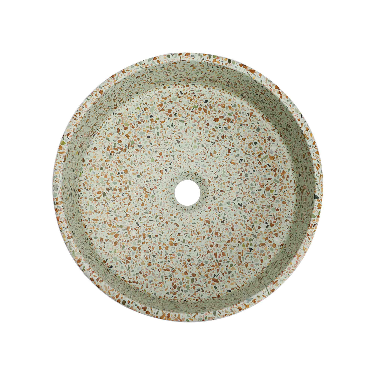 VIVO 39 Concrete Round Countertop Basin - Green Terrazzo