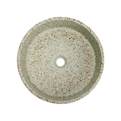 VIVO 39 Concrete Round Countertop Basin - Green Terrazzo