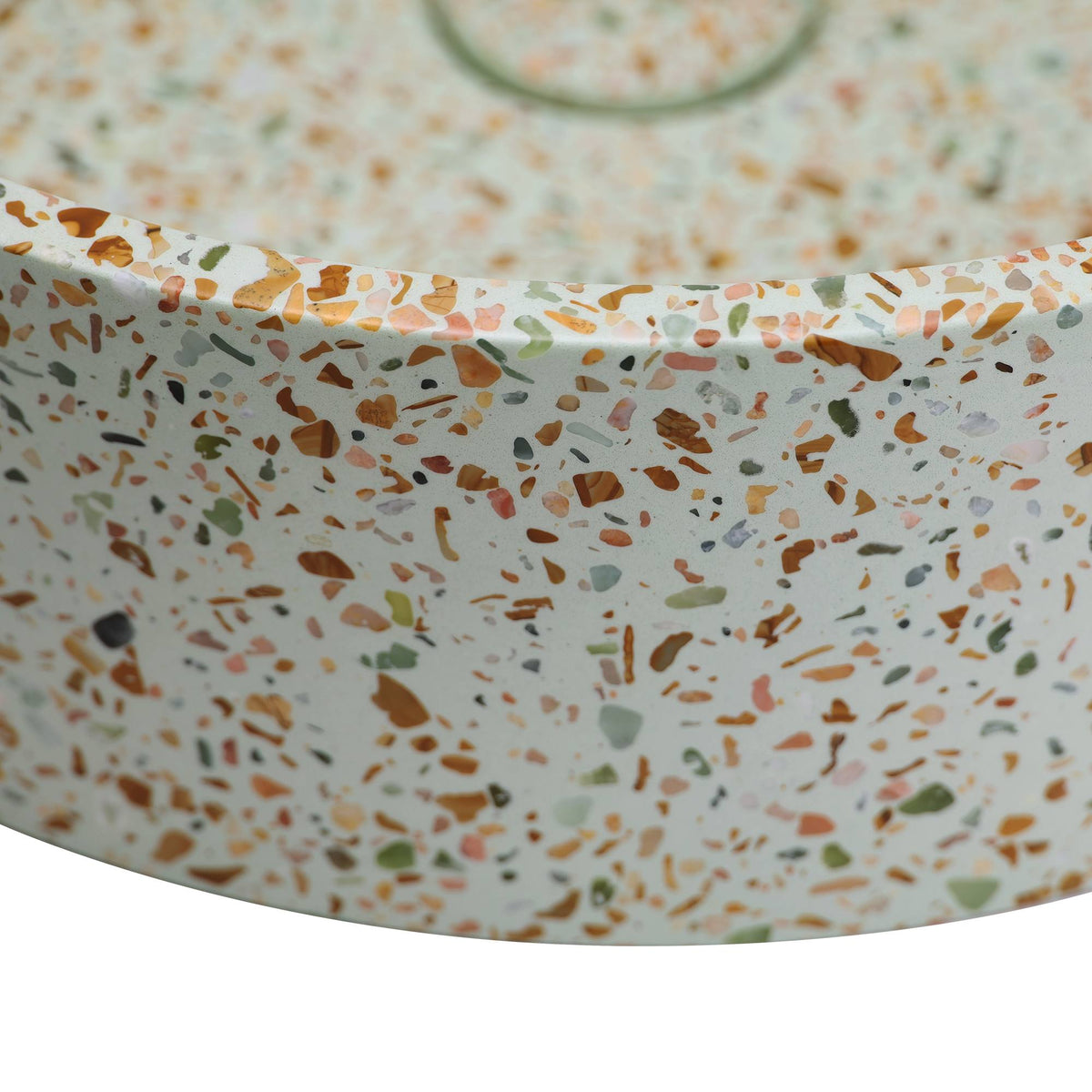 VIVO 39 Concrete Round Countertop Basin - Green Terrazzo
