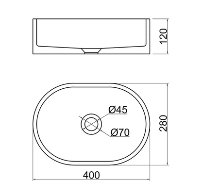VIVO 40 Concrete Oval Countertop Basin - Grit Yellow