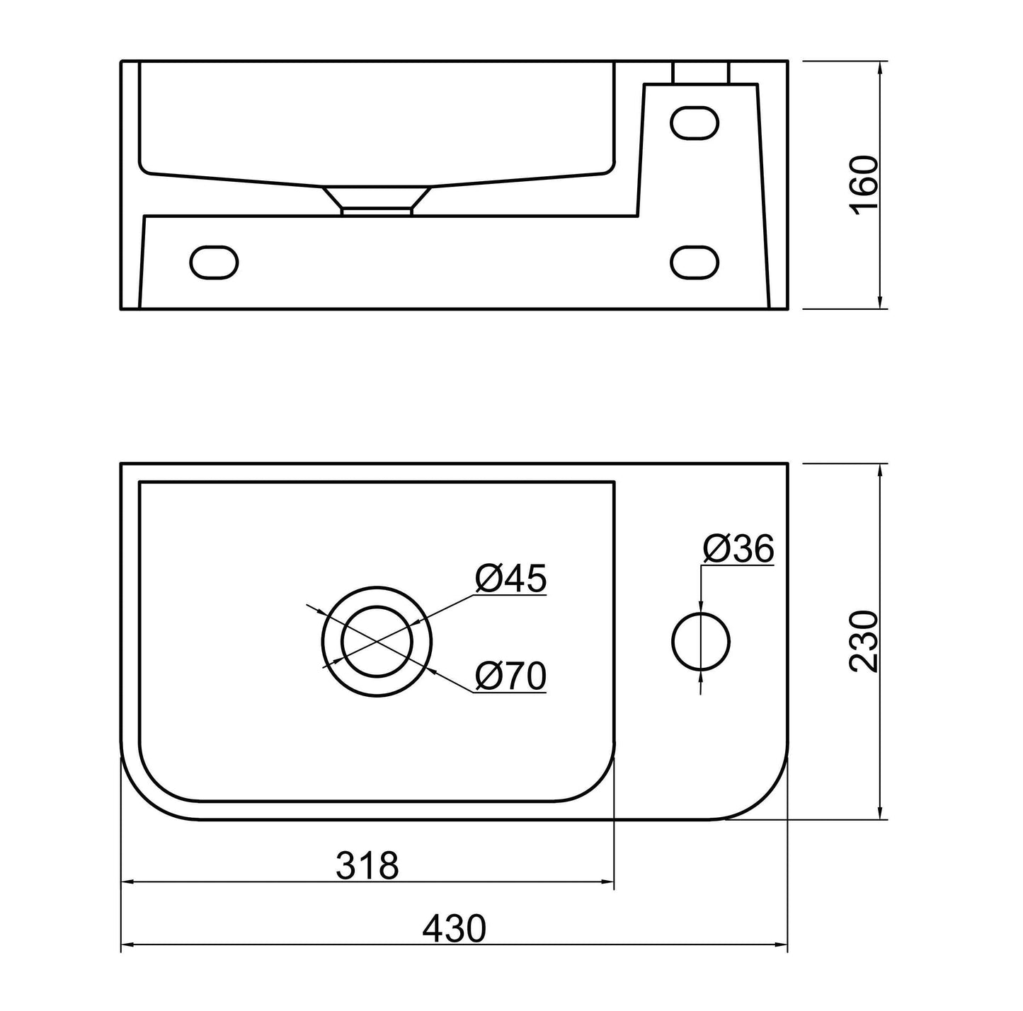 VIVO 43 Concrete Wall-Hung Basin-Blue Ashes