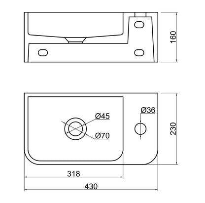 VIVO 43 Concrete Wall-Hung Basin-Blue Ashes