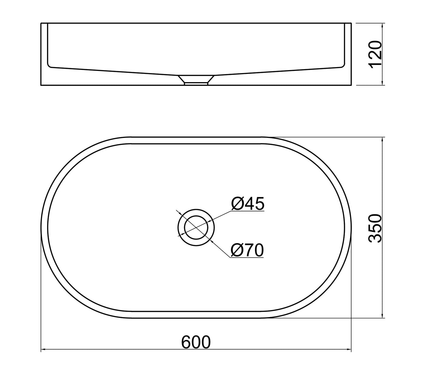 VIVO 60 Concrete Oval Countertop Basin - Light Grey Sandstone