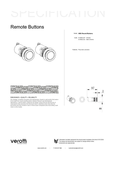 REMOTE ROUND FLUSH BUTTONS - Pneumatic - Satin
