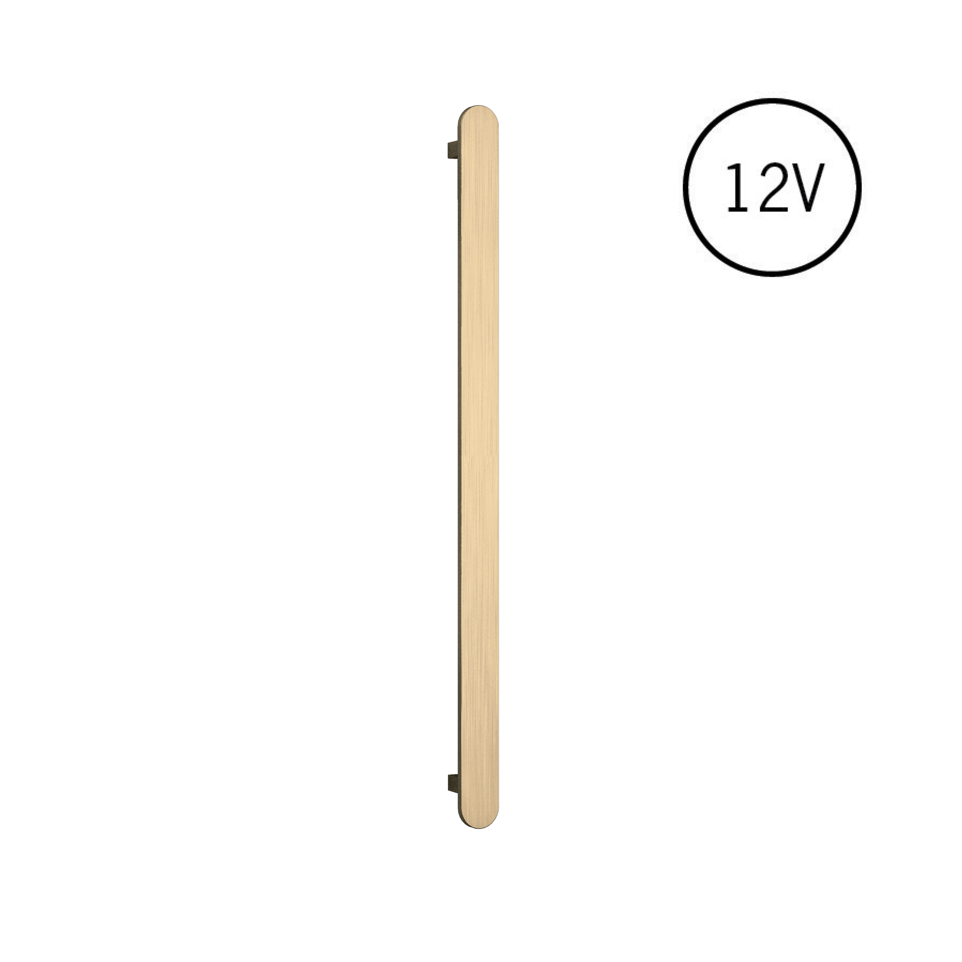 VP900BB Brushed Brass Flat Pill 12V Vertical Single Heated Towel Rail