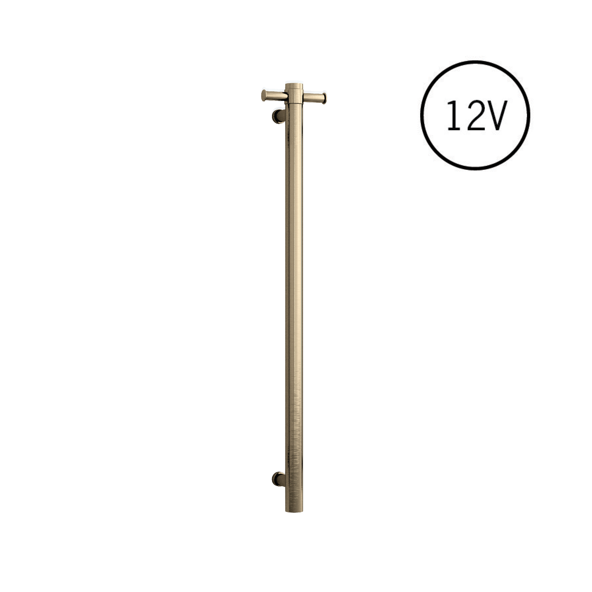 VS900HBB Brushed Brass Round Vertical Single Heated Towel Rail