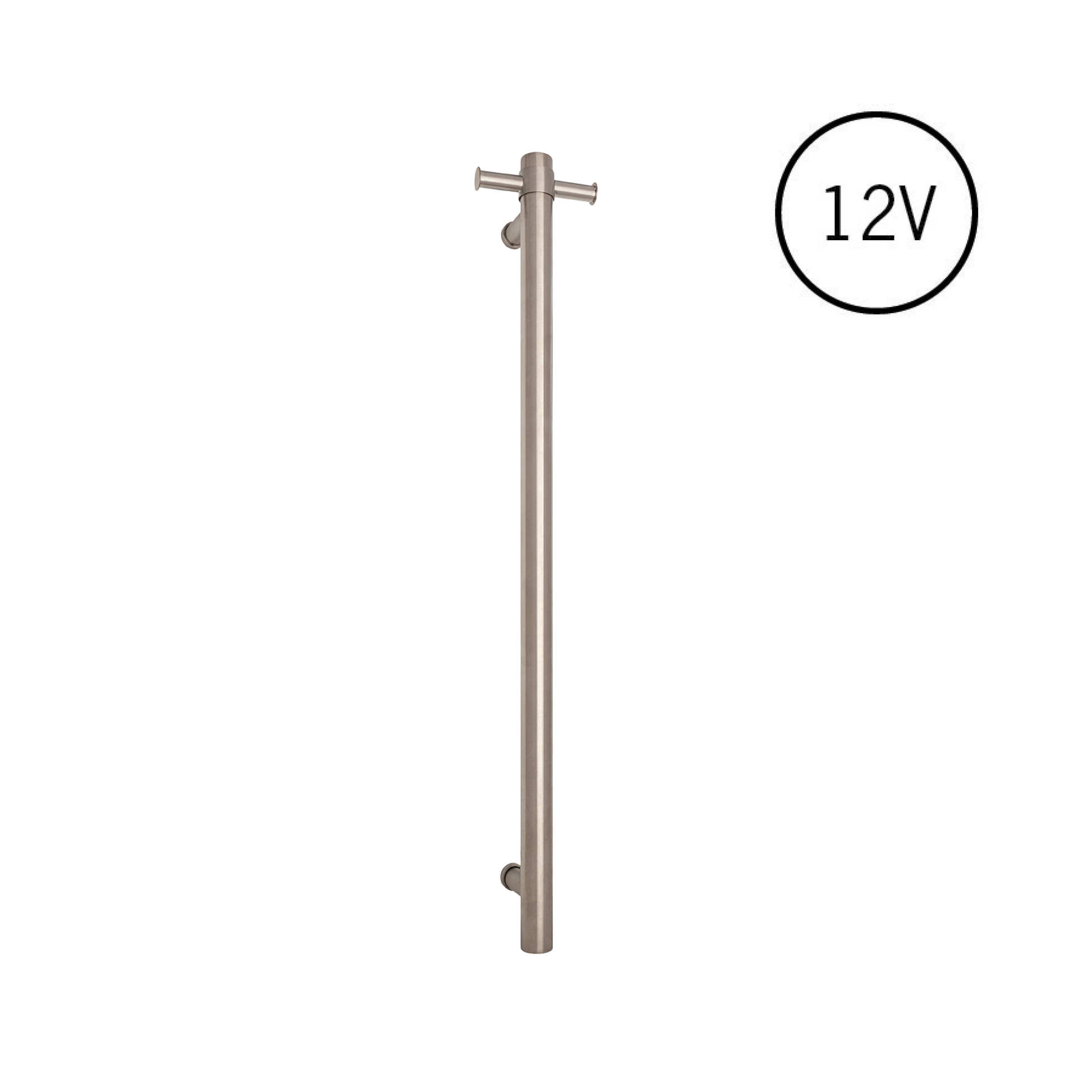 VS900HBR Brushed Round Vertical Single Heated Towel Rail