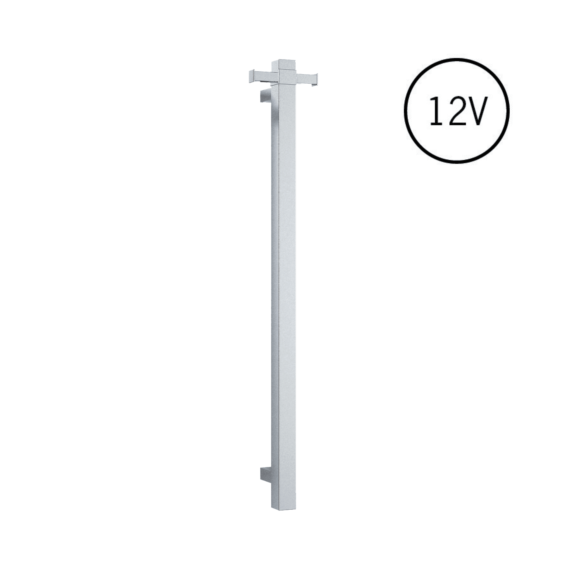 VS900SH Square Vertical Single Bar Polished Heated Towel Rail