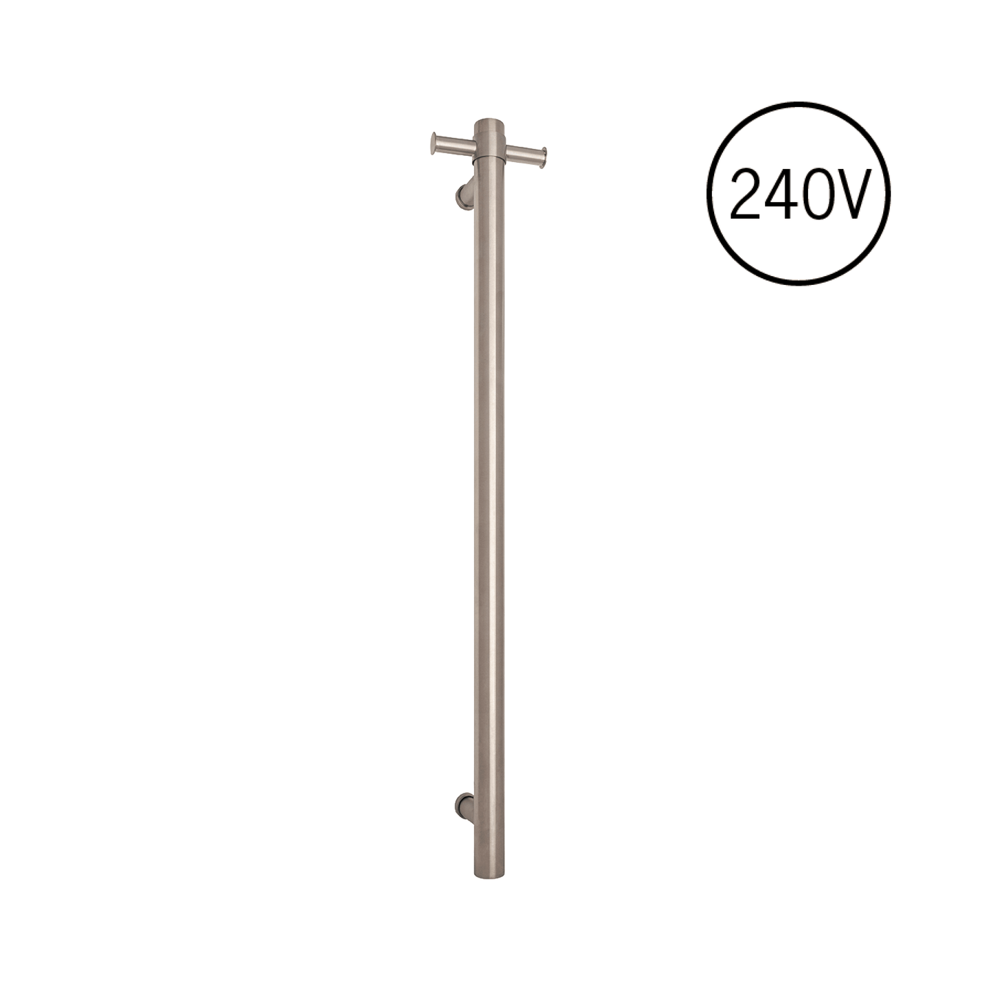 VSH900HBR Brushed Round 240Volt Vertical Single Heated Rail