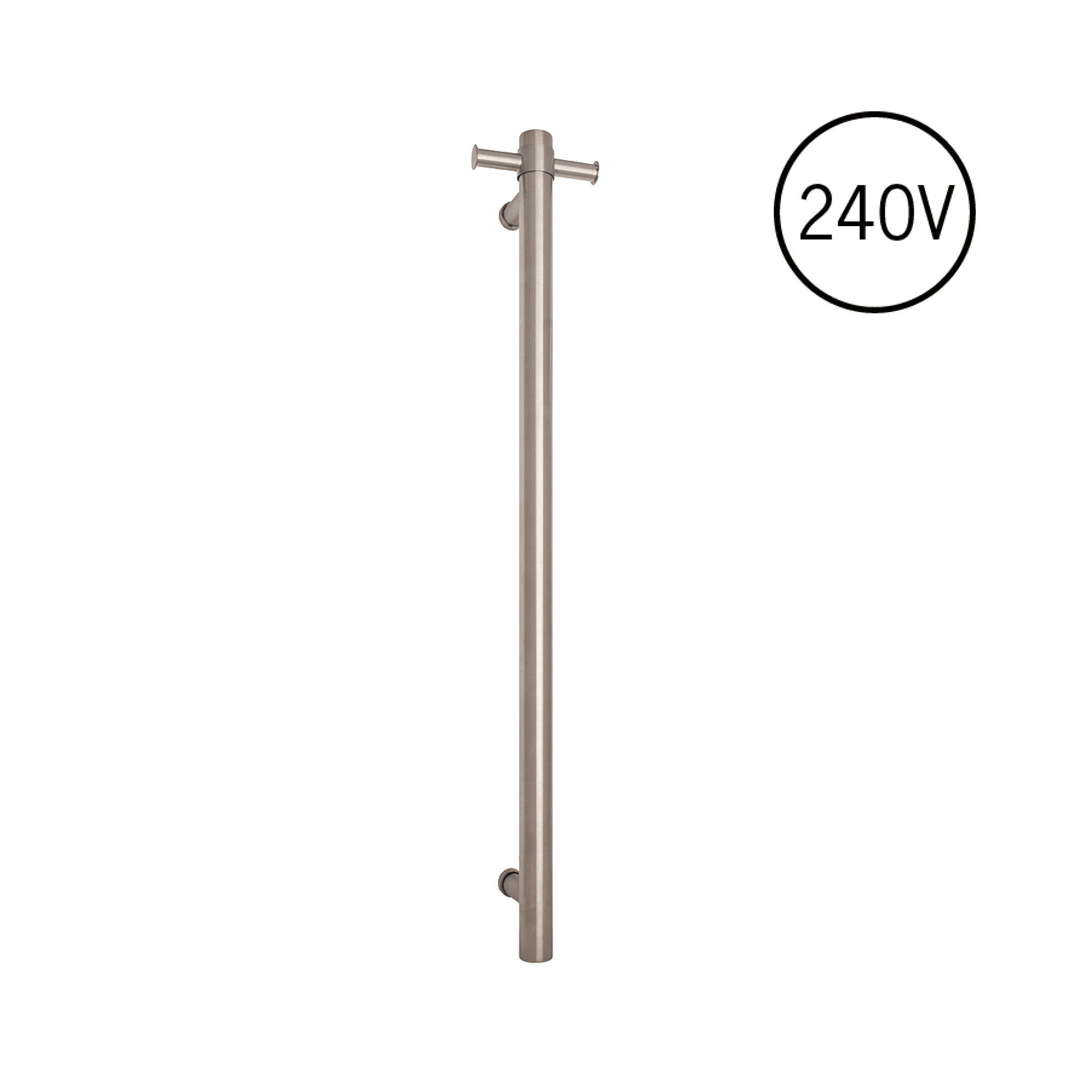 VSH900HBR Brushed Round 240Volt Vertical Single Heated Rail