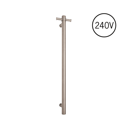 VSH900HBR Brushed Round 240Volt Vertical Single Heated Rail