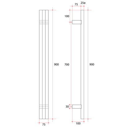 Thermogroup VW900BN Vertical Triple Tube Heated Towel Rail